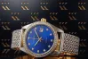 Wellow 14k 585 Gold Damenarmbanduhr Geneve Uhr mit blauem Zifferblatt lw078wdblz&lbw003w