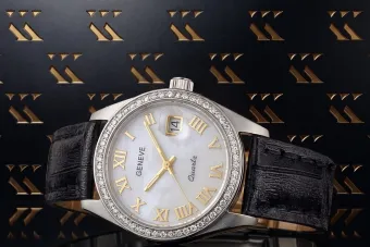White 14k gold lady Geneve watch pearl dial lw078wdpr