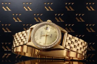 Желтое золото 14k 585 Часы Леди Генева lw078ydg&lbw004y19cm