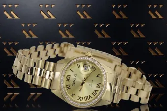 Goldene Damen Genf Uhr mit 14 Karat Gelbgold 585 lw078ydg&lbw009y