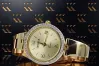 Жълт 14-каратово злато 585 дамски кръгъл часовник Geneve lw079ydy
