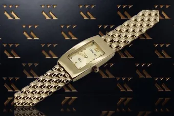Goldene 14k 585 Lady Geneve Armbanduhr lw090y&lbw004y