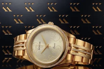 Italian Yellow 14K Gold Geneve Lady Watch Gift - Gold Dia. 14K Yellow Gold lw097y