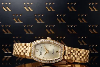 14K Жълто златно часовник за красива дама Geneve lw100y
