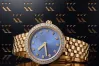 14K Yellow Gold Blue Dia Lady Watch Geneve Gift lw101ydb