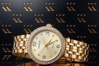 14K Yellow Gold Black Diamond Lady Watch Gift lw101ydg