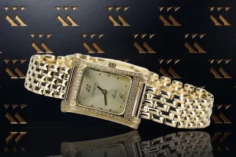 Złoty zegarek damski 14k z BRYLANTAMI 0.33ct Geneve lwd002ydg&lbw004y