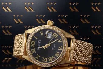Amarilla de oro de 14k 0.25ct Diamantes reloj lwd078ydbc
