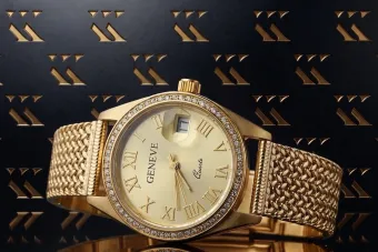 Reloj de Diamantes Geneve Lady en Oro Amarillo de 14k lwd078ydg&lbw003y