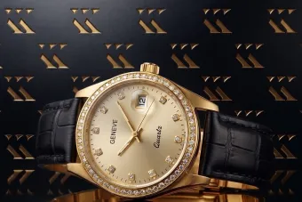 14K Жовте золото, Золото, Діамантови Геневські годинниками lwd078ydyz