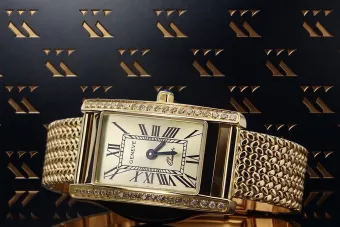 Or jaune 14k Geneve dame 0.33ct Montre diamant lwd104ydg pendantlbw003y