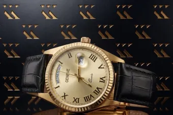 Yellow 14k gold men's women's Geneve watch mw013ydbl
