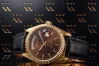 Geneve Gelbgold-Armbanduhr für Damen und Herren mit braunem Zifferblatt MW013YDBR