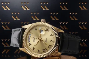 Мъжки дамски часовник Geneve от жълто 14к злато mw013ydg