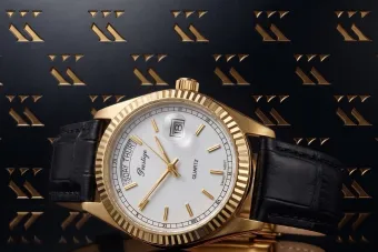 Мъжки дамски часовник Geneve с бял циферблат от жълто 14k злато mw013ydw