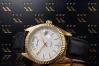 Gelb 14k Gold Männer Frauen Geneve weiß Zifferblatt Uhr mw013ydw