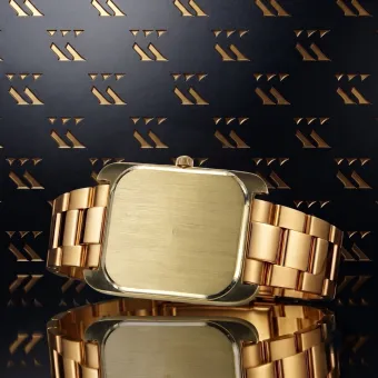 Amarillo oro de 14k 585 blanco esfera reloj hombres Geneve mw001y
