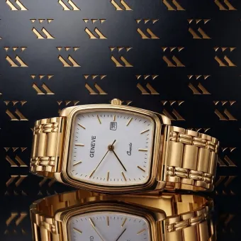 Reloj de hombre amarillo 14k 585 oro Geneve mw001ydw&mbw009y