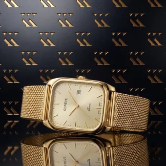 Złoty zegarek damski męski 14k 585 Geneve mw001ydy&mbw0021y-f