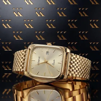 Montre homme en or jaune 14 carats avec bracelet Geneve mw001ydy&mbw004y20cm