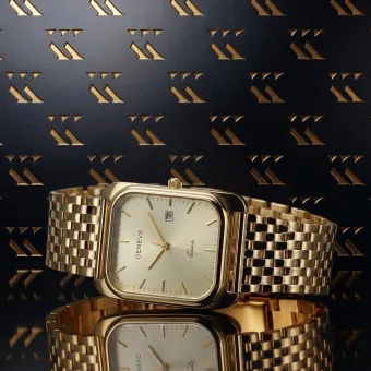 Amarillo reloj de oro de 14k hombres con pulsera Geneve mw001ydemw005y