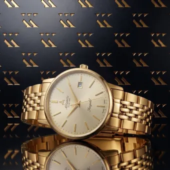 Reloj de pulsera atlántico de oro amarillo 14k para hombre mw003y&mbw012yo