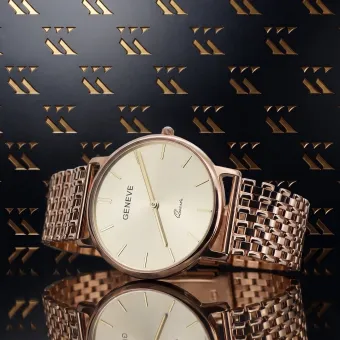 Червоно-рожевий чоловічий наручний годинник Geneve золото 14k 585 проби mw004r&mbw004r