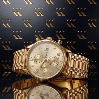 Вінтажний рожевий годинник для чоловіків з золота 14k 585 Geneve wristwatch mw005rdg&mbw006r