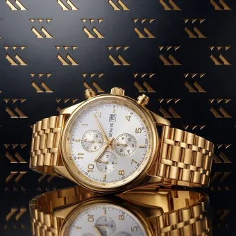 Золотий чоловічий годинник Geneve з 14k 585 жовтого золота mw005y&mbw010y