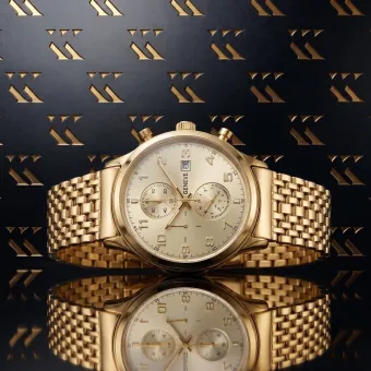 Żółty zegarek męski z 14-karatowego złota Geneve mw005ydy&mbw013yo