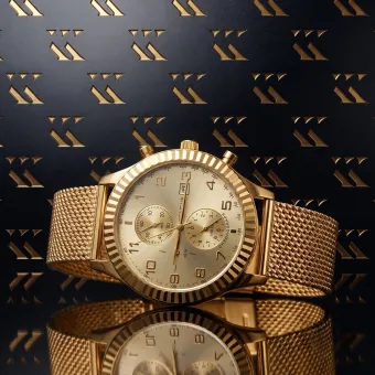 Montre Geneve en or jaune 14k 585 pour femme et homme mw007y&mbw014y-f