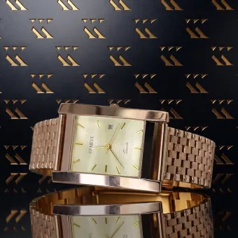 Reloj ruso rosa de oro de 14k para hombre Reloj de pulsera Geneve mw009r&mbw003r