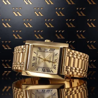 Italian Galben 14k aur ceas de barbati Geneve mw009y&mbw006y