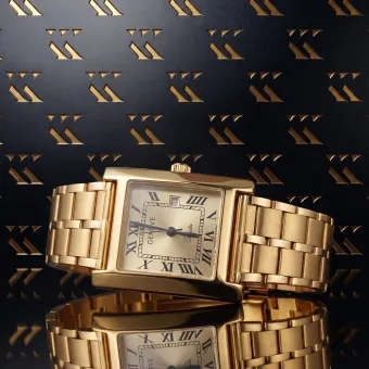 Итальянские желтые мужские часы Geneve из 14-каратного золота mw009y&mbw007y