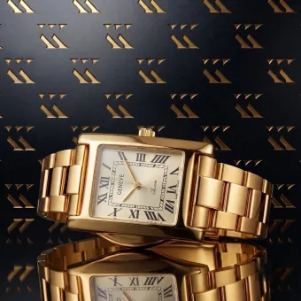 Italian Yellow 14k gold men's watch Geneve wristwatch mw009y&mbw007y21cm