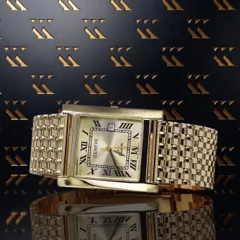 Италиански жълт 14k златен мъжки часовник Geneve ръчен часовник mw009y&mwb013y