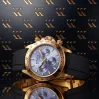 Ceas de Aur 14K pentru Bărbați, Cadran Albastru, Curea de Piele, 40mm