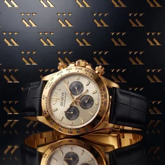 Gelb 14k 585 Gold Herrenuhr Geneve mw012y-gb
