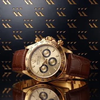 Ceas elegant cu curea din aur pentru bărbați 14k 585 Geneve mw012y-y