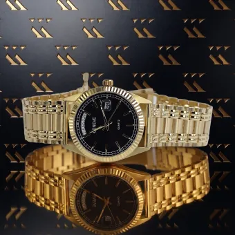 Ceas negru pentru bărbați din aur galben de 14k 585, model Geneve mw013ydbc&mbw012y