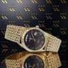Gelbes 14k 585 Gold Herren Schwarzes Zifferblatt Genf Uhr mw013ydbc&mbw013y