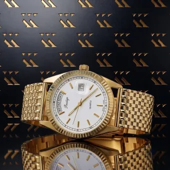 Reloj Negro de Hombre en Oro Italiano Amarillo de 14k 585 Geneve mw013ydw&mbw013y
