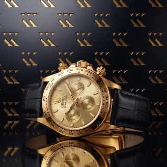 Жълт 14k 585 златен мъжки часовник Geneve стил mw014y