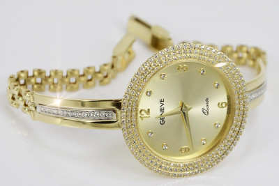 Montre pour dame en or jaune 14 carats, O. Geneve Cadeau de Dame lw113y