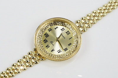 14K Yellow Gold Diamond Geneve Lady Watch Gift lw114y