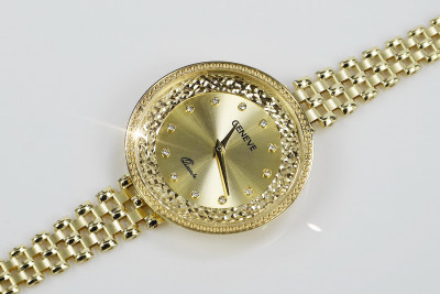 14K Yellow Gold Diamond Geneve Lady Watch Gift lw115y