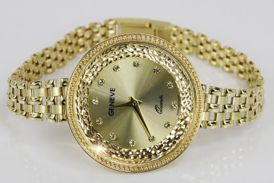 14K Yellow Gold Diamond Geneve Lady Watch Gift lw115y