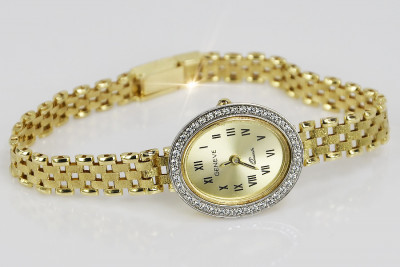 Italian Yellow Gold Lady Watch Geneve Lady Gift - 14K Yellow Gold, Gold Dia. Bracelet lw117y