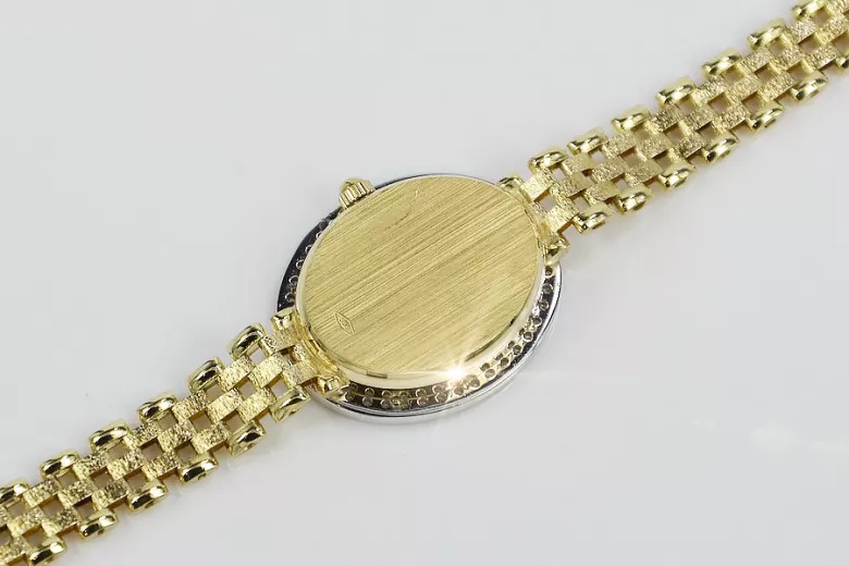 14 Karat Gelbgold Damen Uhr Genf Geschenk lw117y