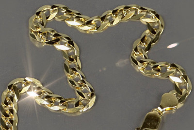 Cadena Gourmette Cuban Link de Oro Amarillo Italiano de 14k cc001y